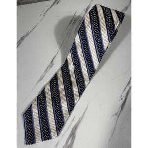 Faconnable 100% Silk Neck Tie Hand Made In Italy herringbone striped texture